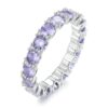 Sterling Silver S925 Geometric Purple Zirconia White Gold Plated Ring