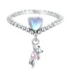 Sterling Silver S925 Zircon Heart Bear Balloon Ring