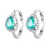 Sterling Silver S925 Blue Green Zircon Round Plated Gold Plated Earrings