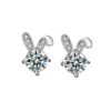 XEA010 S925 Silver Needle Full Diamond Rabbit Earrings Women Mosan Diamond Earrings