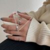 S925 Sterling Silver Vintage Ring Chain Jewelry