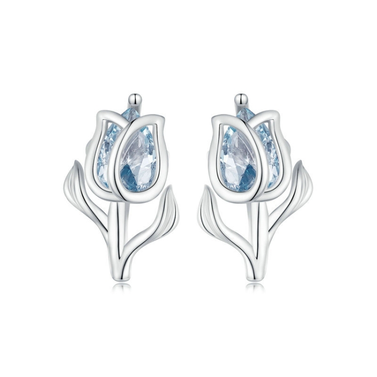 BSE873  925 Sterling Silver Tulip Stud Earrings for Women