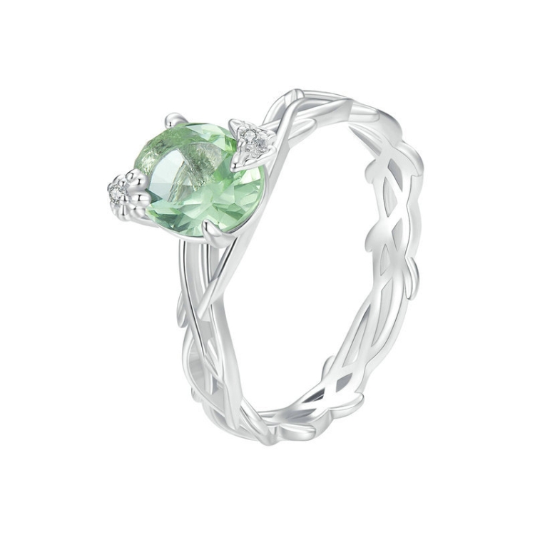 BSR466 925 Sterling Silver Plated Spinel Green Vine Ring