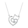 Sterling Silver S925 Zircon Cute Cat Necklace Jewelry