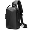Casual Hard Shell Waterproof Chest Bag With USB Port Lightweight Outdoor Shoulder Messenger Bag