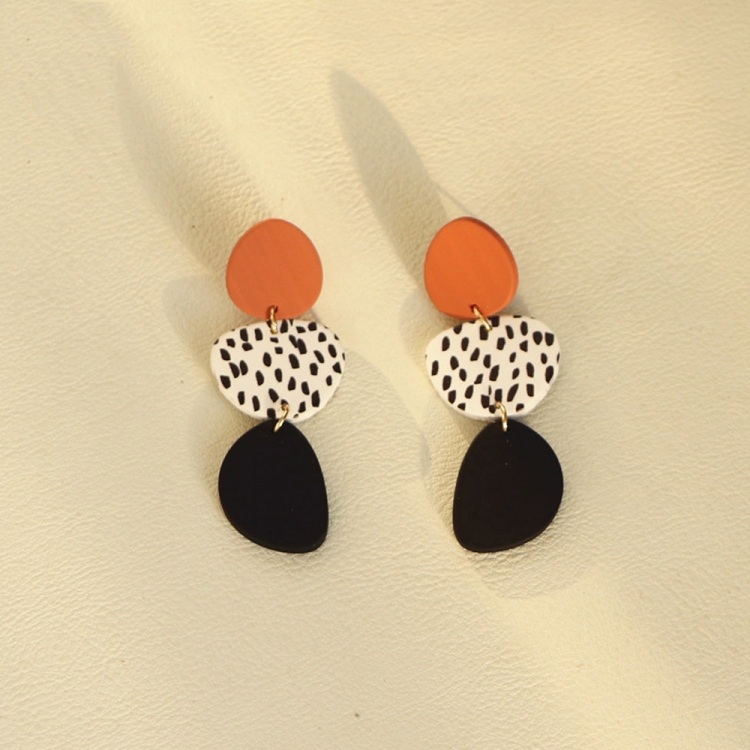 Acrylic Irregular Graphic Stitching Leopard Long Earrings