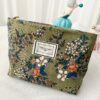 Vintage Corduroy Cosmetic Bag Flower Travel Portable Washing Bag