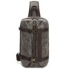 Men Waxed Canvas Chest Bag Retro Large Capacity Shoulder Crossbody Bag
