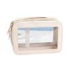 Double Layer PVC Waterproof Travel Cosmetics Storage Pack Large Capacity Wet & Dry Separation Transparent Skylight PU Bag