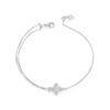 Sterling Silver Platinum Plated Double Layer Cross Women Bracelet