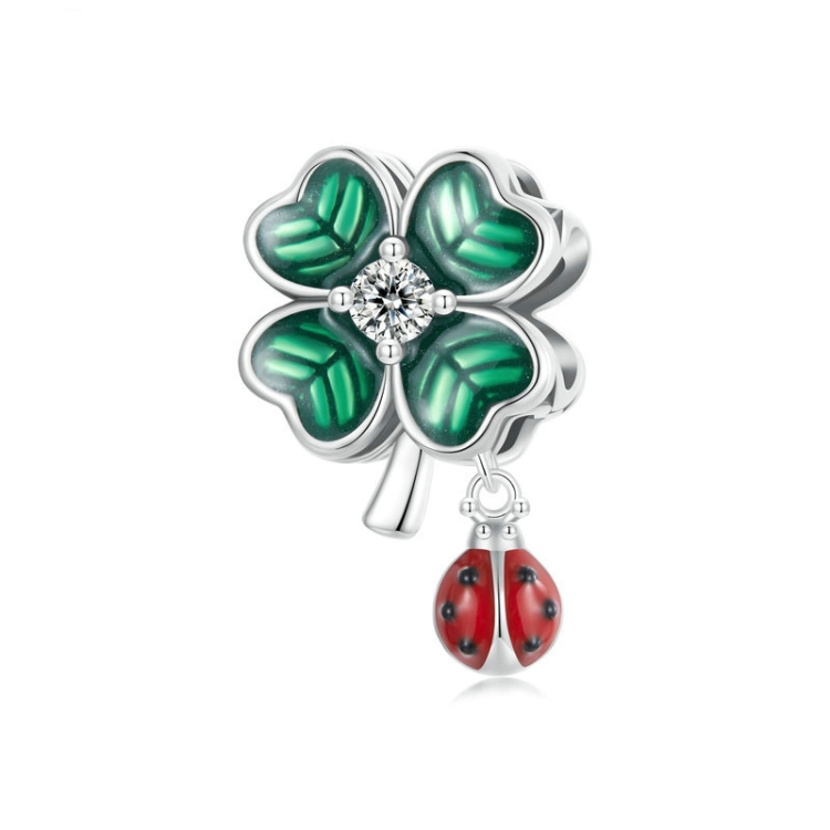 S925 Sterling Silver Seven-Star Ladybug Lucky Four-Leaf Clover DIY Beads