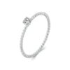 S925 Sterling Silver Platinum Bead Hoop Moissanite Stacking Ring