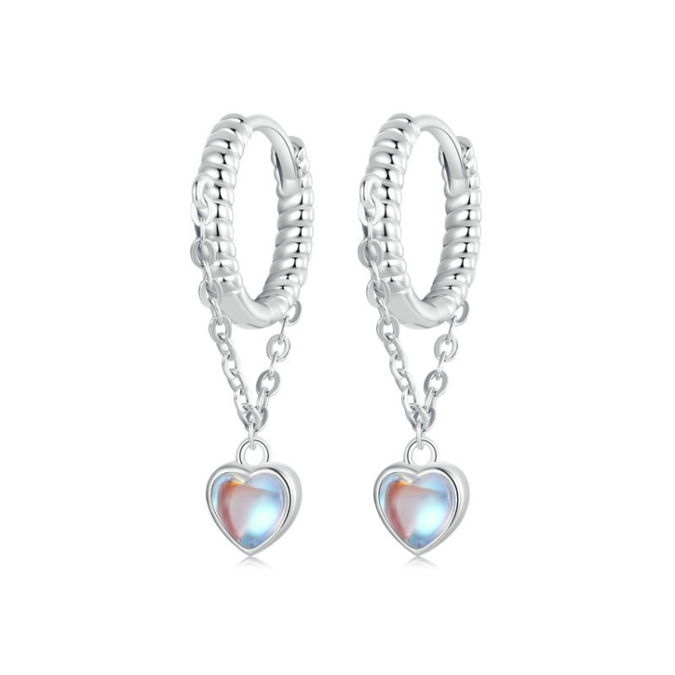 S925 Sterling Silver Platinum-Plated Agile Heart Tassel Earrings