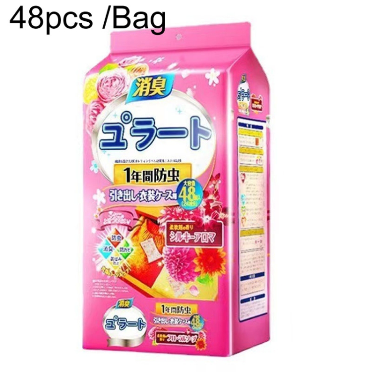 48pcs /Bag Floral Camphor Pills Wardrobe Odor Removal Clothing Anti-Insect And Mildew Tablet