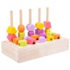 Children Wooden Geometric Shape Matching Enlightenment Beads Building Blocks Educational Toys