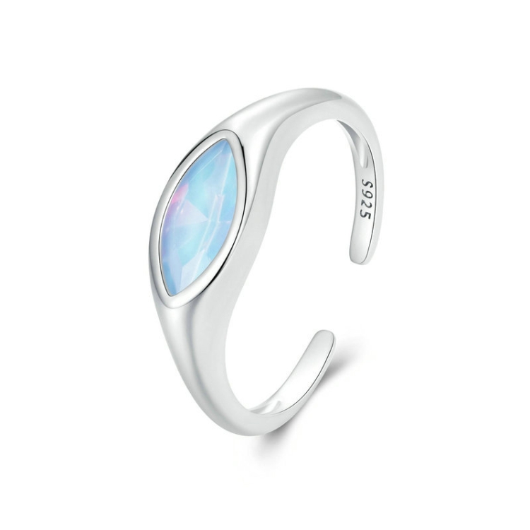 S925 Sterling Silver Platinum Plated Devil Eye Open Ring