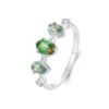 Sterling Silver S925 Zircon White Gold Plated Gradient Glass Tourmaline Ring