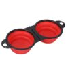 Pet Dog Folding Bowl Silicone Portable All-in-One Outdoor Double Bowl