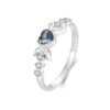 S925 Sterling Silver With Platinum-plated Vintage Heart-shaped Crescent Ring