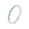 S925 Sterling Silver Platinum Zircon Vintage Blue Turquoise Ring
