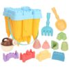 13pcs /Set Outdoor Castle Beach Toy Bucket Child Play House Cartoon Play Sand Dredging Tool