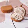 Double Layer PU Jewelry Storage Box Semi-circular Portable Earring Necklace Ring Organizer Box