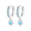 S925 White-plated Retro Heart-shaped Blue Turquoise Earrings