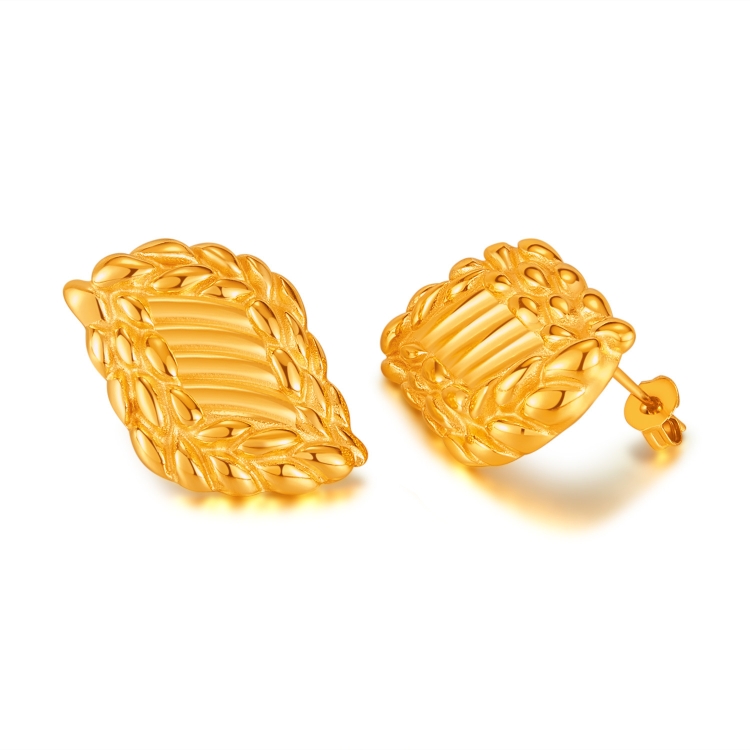 1pair Minimalist Gold Plated Earrings Vintage Titanium Steel Geometric Earrings