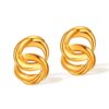 1pair Simple Geometric Looped Temperament Stud Earrings Vintage Stainless Steel Earrings