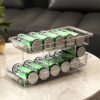Retractable Auto Replacement Beverage Rack Refrigerator Double Tier Beverage Organizer, Without Drinks