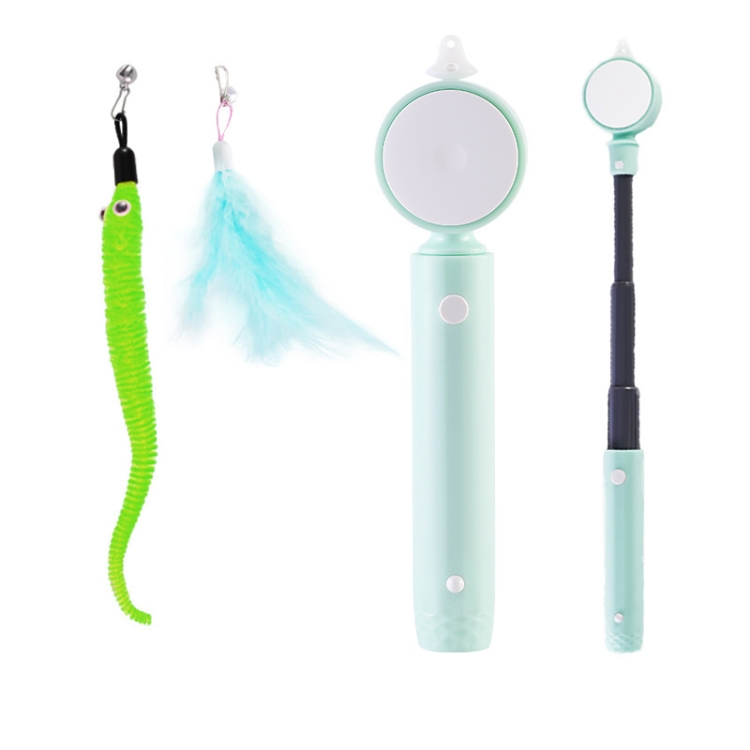 Fishing Pole Laser Cat Wand Stick Toy Three-stage Telescopic Infrared Interactive Toy with Replaceable Head