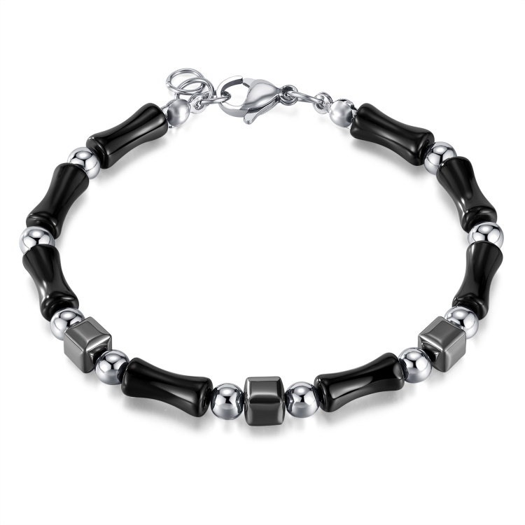Simple Stainless Steel Ink Style Bamboo Patchwork Bracelet