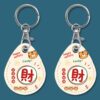 2pcs Cute Sensor Access Door Card Cover Keychain Elevator Water Drops Round Key Holder