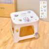 Portable Folding Chair With Sticker Children Cute Seat Changing Shoes Sofa Footrest Stool