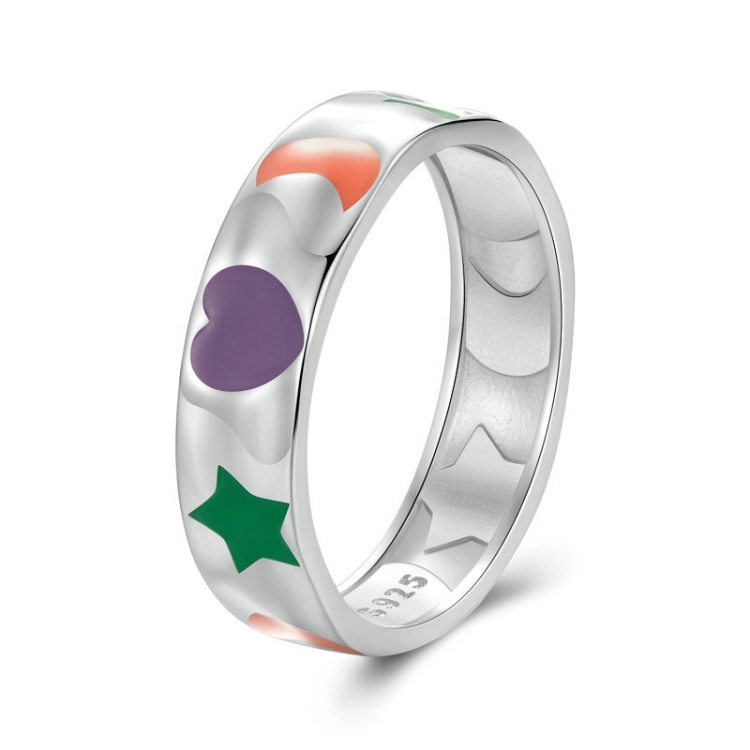 SCR1068 S925 Sterling Silver Plated with Platinum Color Drip Oil Ring