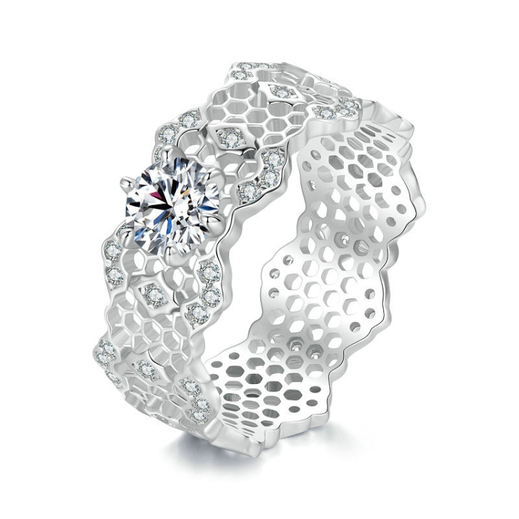 MSR061 S925 Sterling Silver Lace Hollow Moissanite Ring
