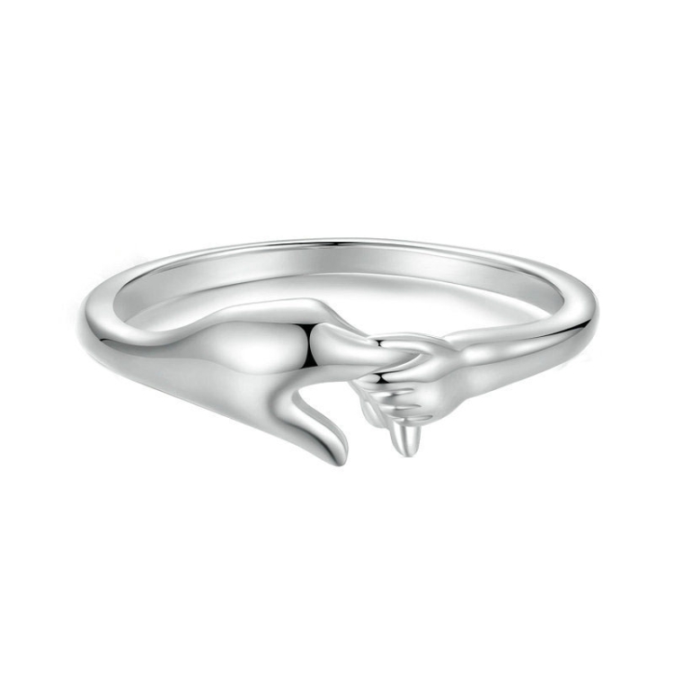 SCR1069 S925 Sterling Silver Plated With Platinum Hand-In-Hand Shape Ring