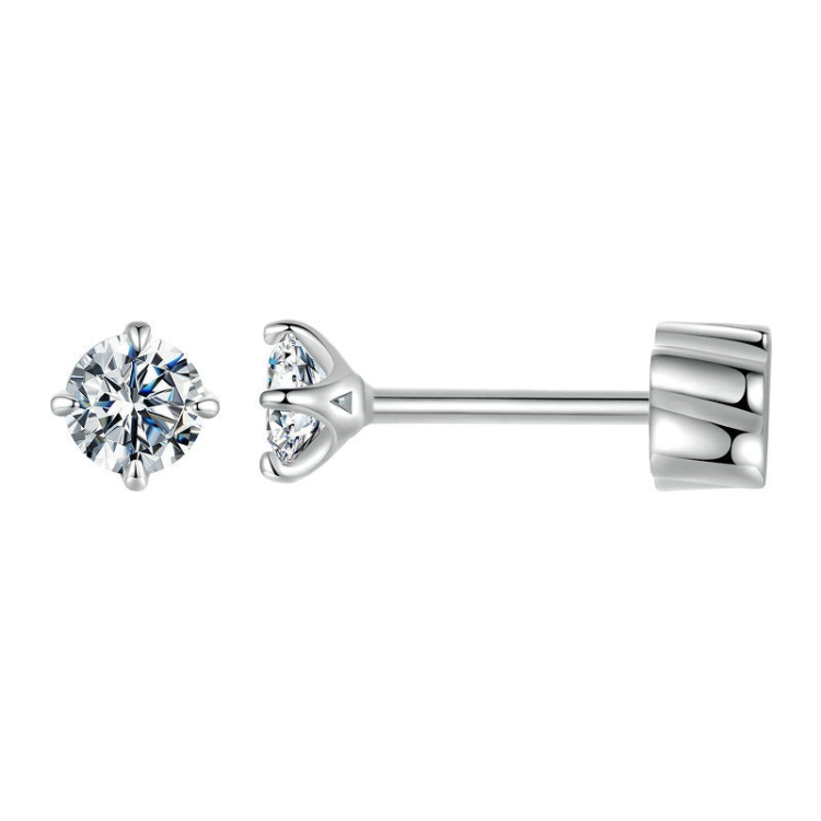 MSE062 S925 Sterling Silver Plated With Platinum Four-Claw Shining Moissanite Earrings
