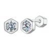 S925 Sterling Silver Plated With Platinum Shining Moissanite Hexagonal Earrings