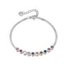 OPK GS1431 Titanium Steel Colorful Zirconia Hand Jewelry Stainless Steel Flat Chain Bracelet