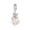 S925 Sterling Silver Platinum Plated Cute Cat Star Luminous Pendant