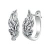 S925 Sterling Silver Oxidized Ear Buckle Wing Shape Earrings