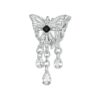 S925 Sterling Silver Platinum-plated Butterfly Tassel Beaded Pendant