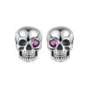 S925 Sterling Silver Oxidized Dark Style Skull Earrings Halloween Earrings