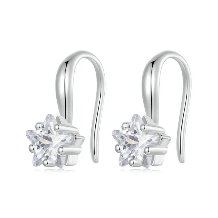 S925 Sterling Silver Star Zircon Female Earrings