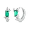 S925 Sterling Silver Platinum-plated Zircon Emerald Shining Earrings