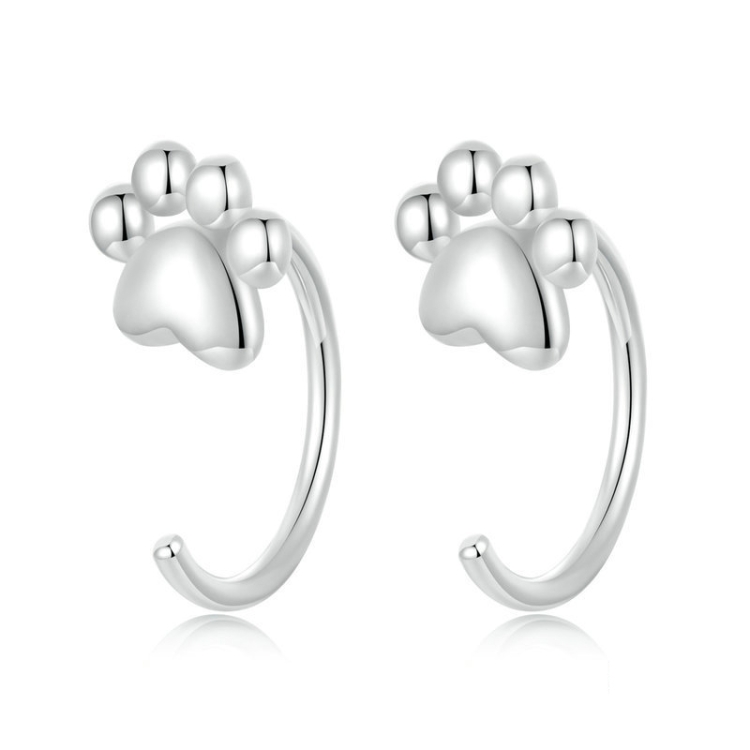 S925 Sterling Silver Pet Paw Print Earrings