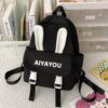 AIYAYOU Cute Rabbit Ear Backpack Primary School Students Travel Mini Satchel