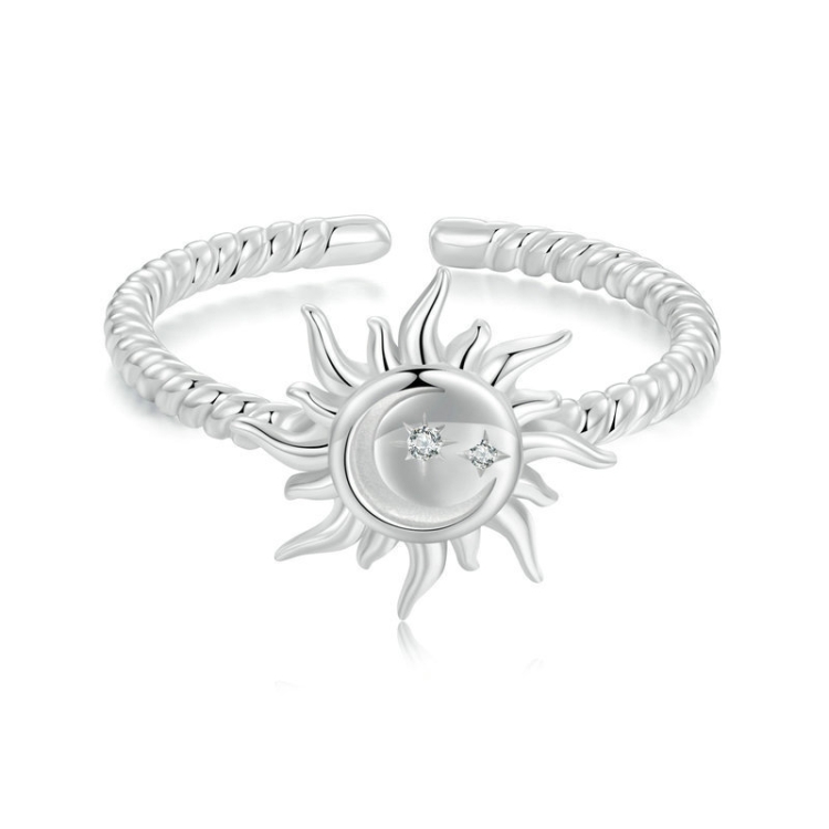 S925 Sterling Silver Warm Sun Adjustable Open Ring