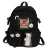 Cute Backpack Large Capacity Backpack Casual Students Schoolbag With Badge Pendant